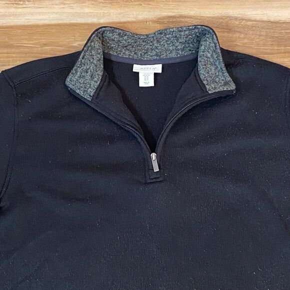 Aspen Sweater Mens XL Black Performance 1/4 Zip Mock Neck Pullover Sweatshirt - Picture 2 of 9